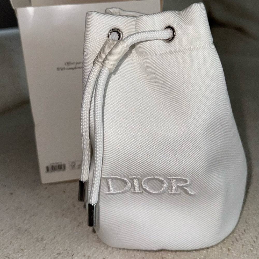 Dior white Drawstring Cosmetic Bag